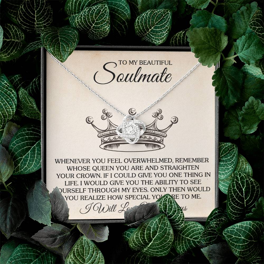 To My Beautiful Soulmate Necklace for Women, Girlfriend- My Soulmate Love Knot Necklace Gifts for Her Anniversary Future Wife Special You Are to Me Girl Friend Necklace with Card & Box