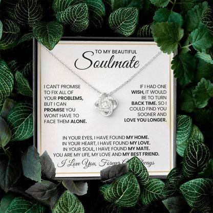 To My Beautiful Soulmate Necklace for Women, Girlfriend- My Soulmate Love Knot Necklace Gifts for Her Anniversary Future Wife My Love My Mate My Bestfriend Girl Friend Necklace with Card & Box