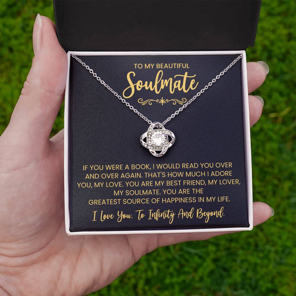 To My Beautiful Soulmate Necklace for Women, Girlfriend- My Soulmate Love Knot Necklace Gifts for Her Anniversary Future Wife You are My BestFriend My Lover Girl Friend Necklace with Card & Box