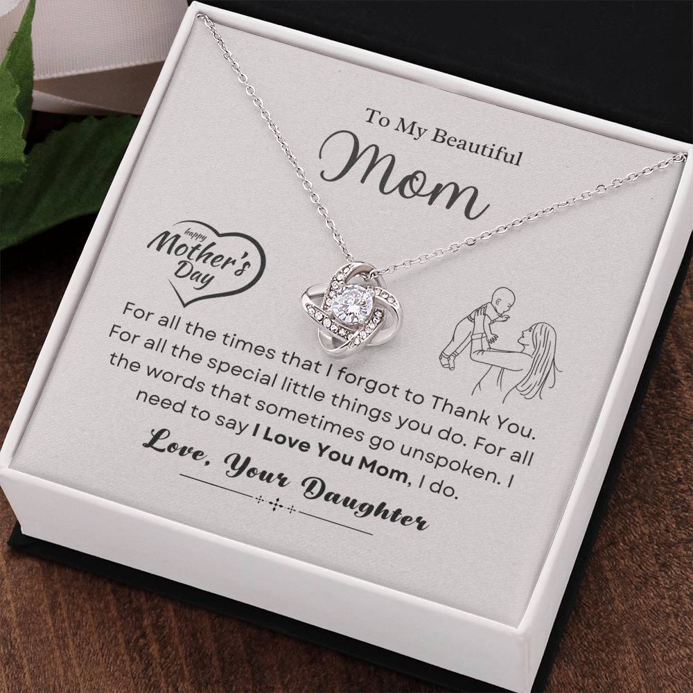 To My Mom Love Knot Necklace – Thank You Gift from Daughter