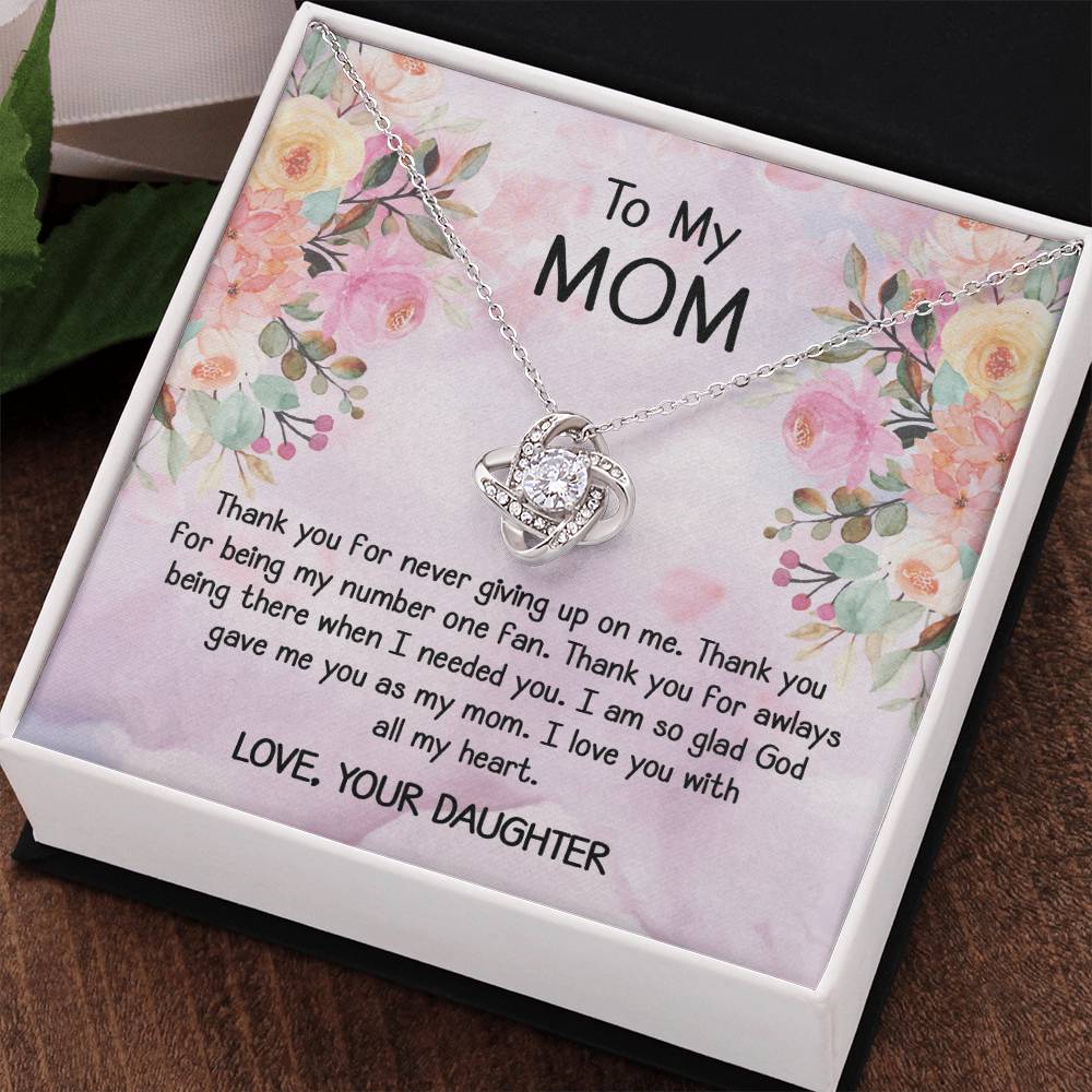 To My Mom Gift Love Knot Necklace From Daughter With Message Card Moth