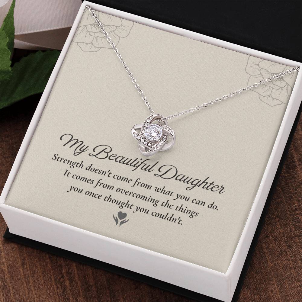 To My Daughter Love Knot Necklace – Strength Through Every Challenge