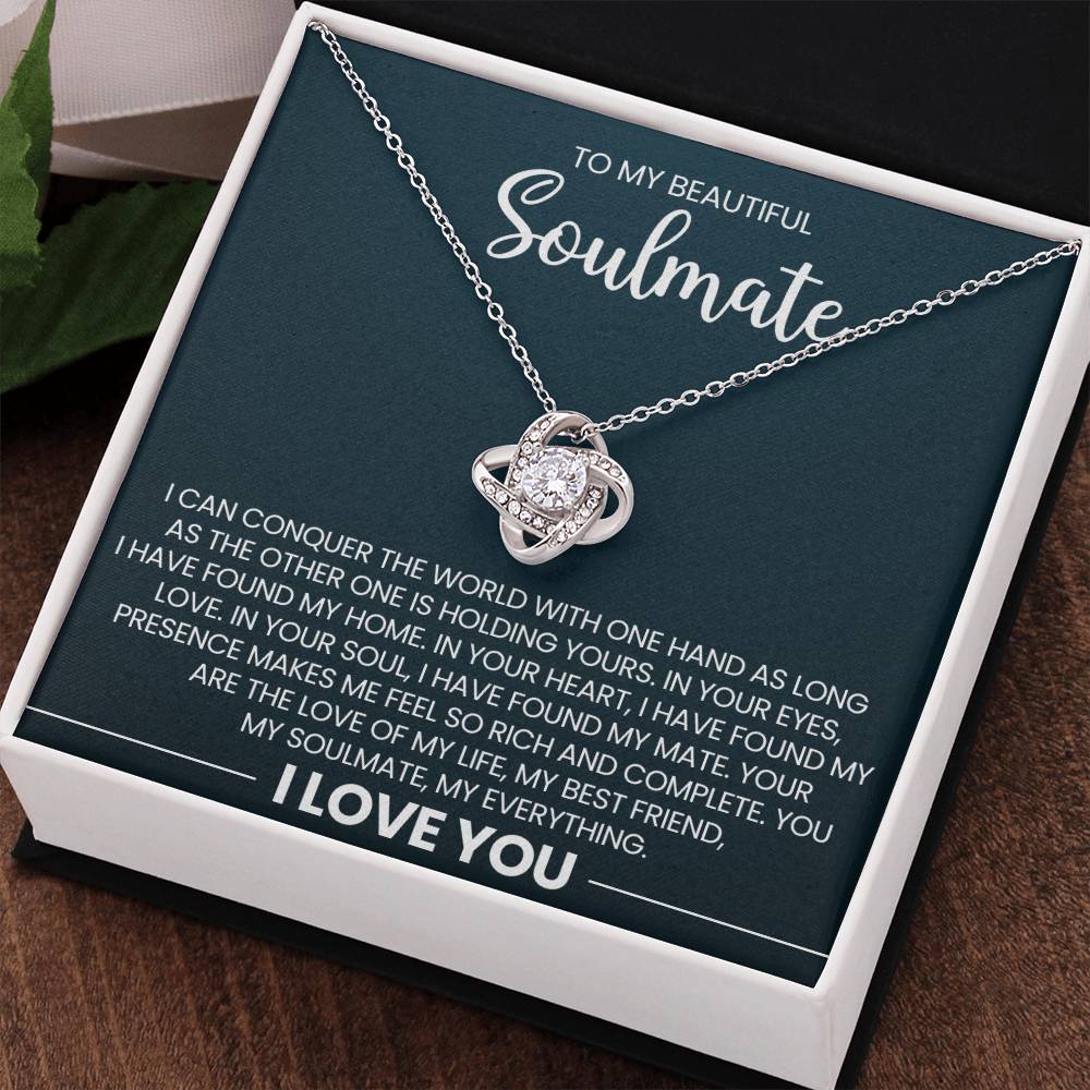 To My Beautiful Soulmate Love Knot Necklace – Conquer the World Together — product image 33