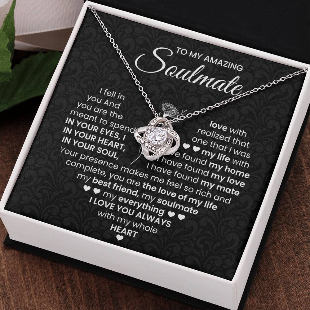 To My Amazing Soulmate Necklace for Women, Girlfriend- My Soulmate Love Knot Necklace Gifts for Her Anniversary Future Wife I Love You Always Girl Friend Necklace with Card & Box