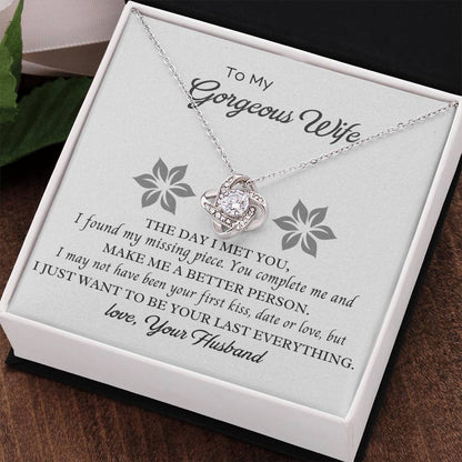 To My Gorgeous Wife Love Knot Necklace – My Missing Piece