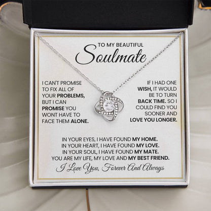 To My Beautiful Soulmate Necklace for Women, Girlfriend- My Soulmate Love Knot Necklace Gifts for Her Anniversary Future Wife My Love My Mate My Bestfriend Girl Friend Necklace with Card & Box