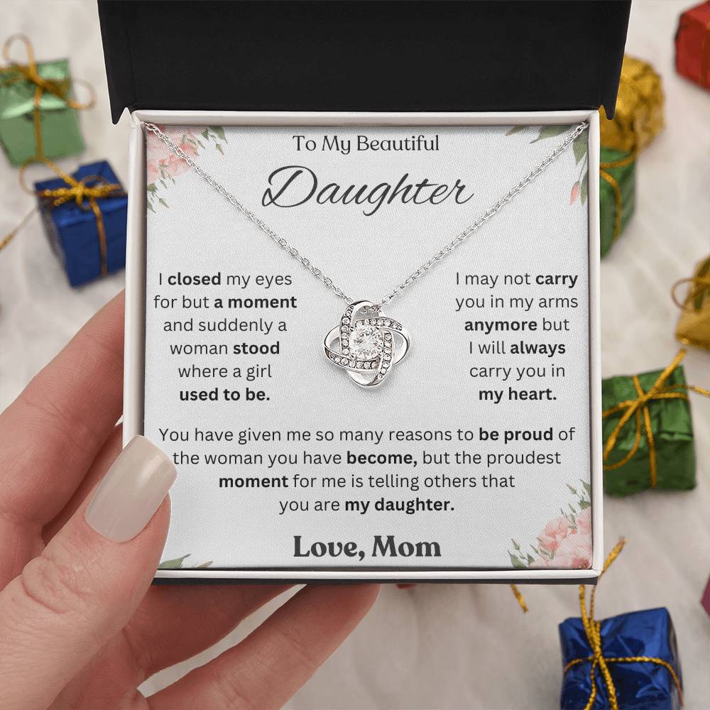 To My Daughter Love Knot Necklace – Proud of the Woman You've Become