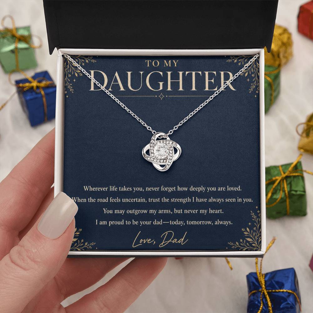 To My Daughter Love Knot Necklace – Forever Loved Gift from Dad