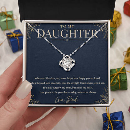 To My Daughter Love Knot Necklace – Forever Loved Gift from Dad