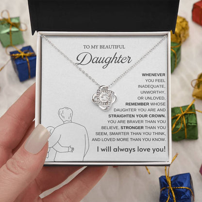 To My Daughter Love Knot Necklace – Straighten Your Crown Gift
