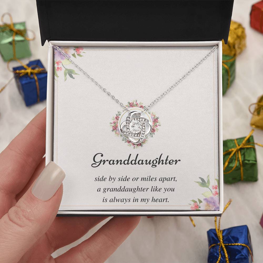 To My Granddaughter Love Knot Necklace – Side by Side or Miles Apart — product image 8