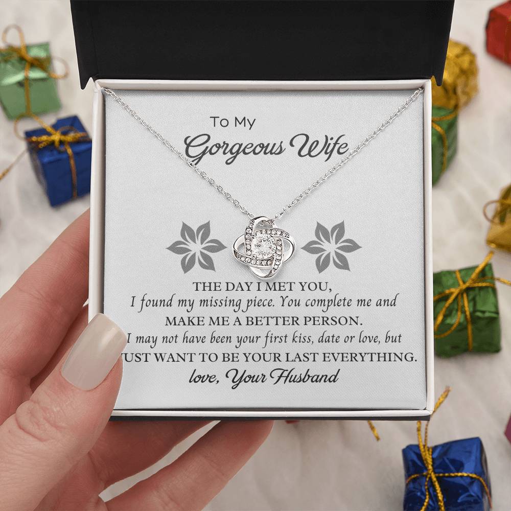 To My Gorgeous Wife Love Knot Necklace – My Missing Piece