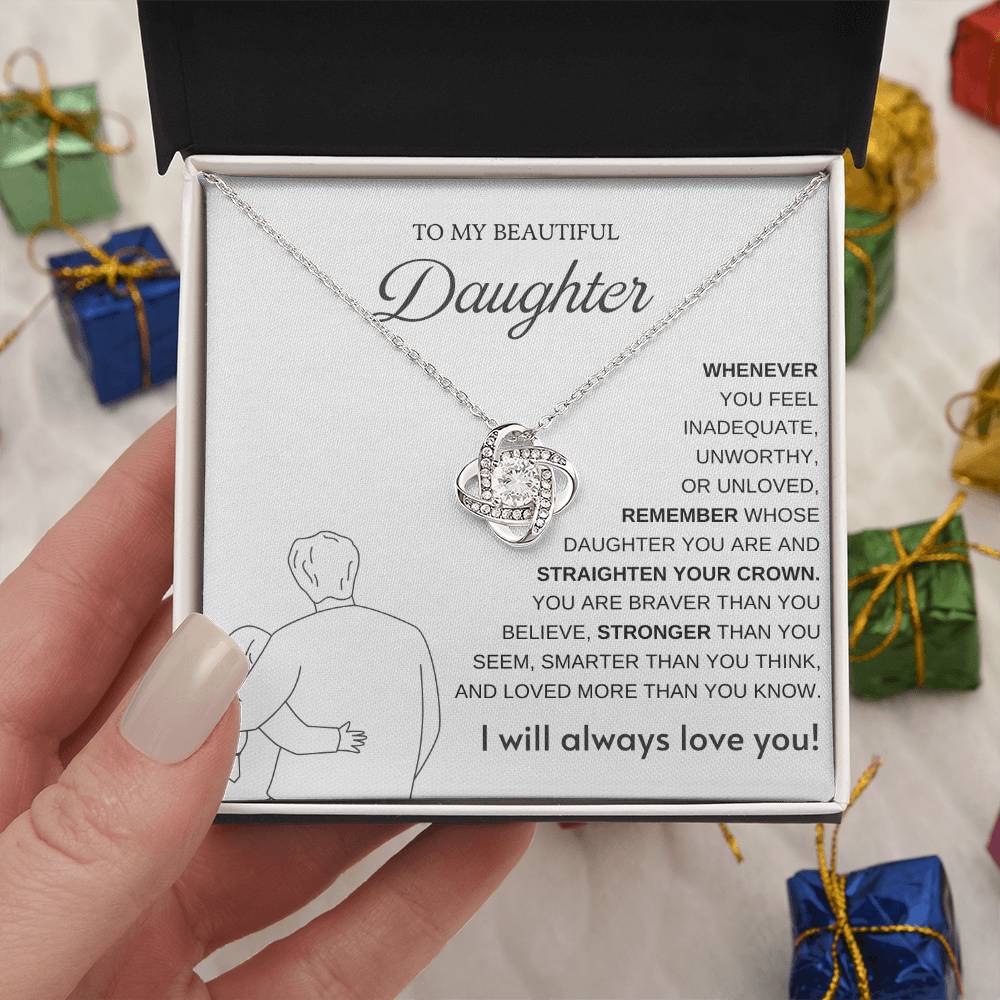 To My Daughter Love Knot Necklace – Straighten Your Crown Gift