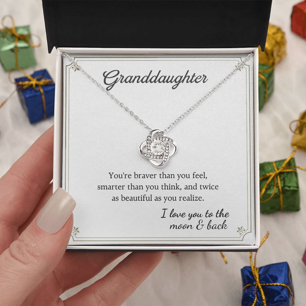 To My Granddaughter Love Knot Necklace – Braver Than You Feel — product image 8