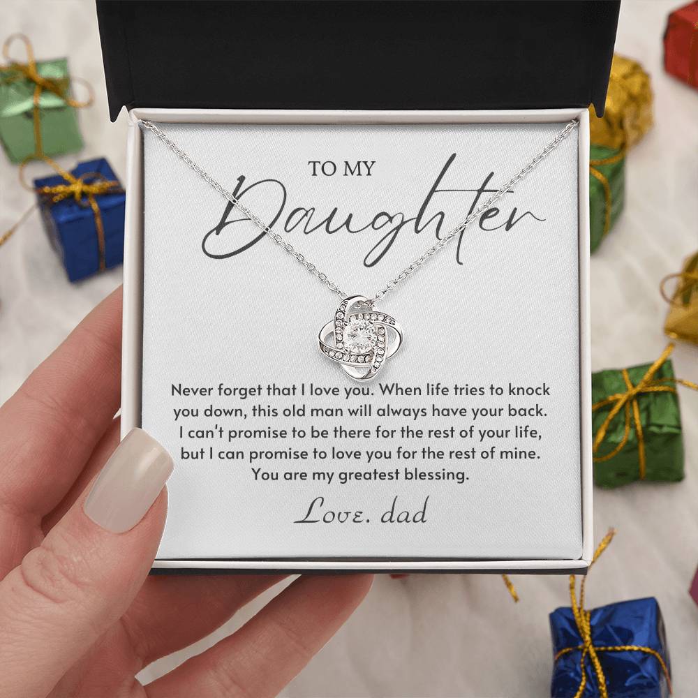 To My Daughter Love Knot Necklace – Greatest Blessing Gift from Dad