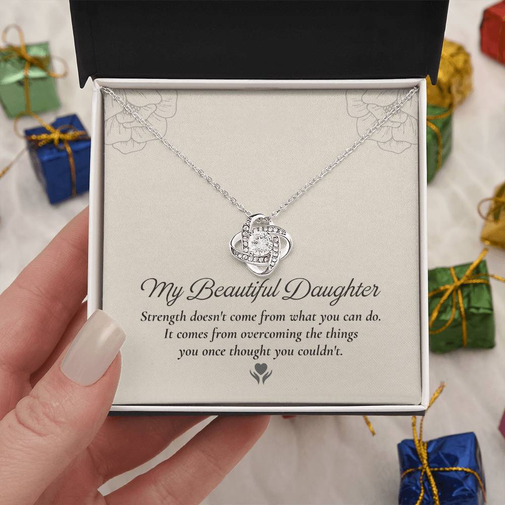 To My Daughter Love Knot Necklace – Strength Through Every Challenge
