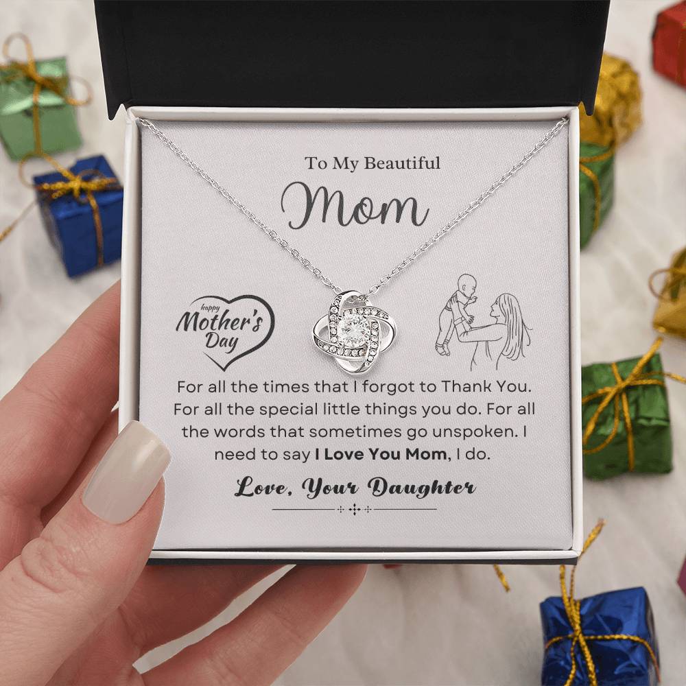 To My Mom Love Knot Necklace – Thank You Gift from Daughter