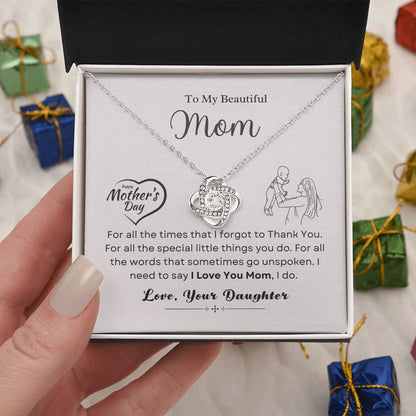 To My Mom Love Knot Necklace – Thank You Gift from Daughter
