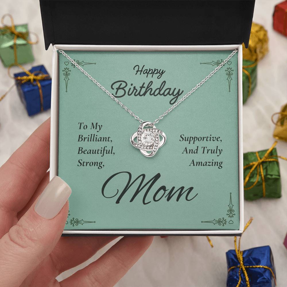 To My Brilliant Beautiful Mom Love Knot Necklace – Strong and Loved — product image 9