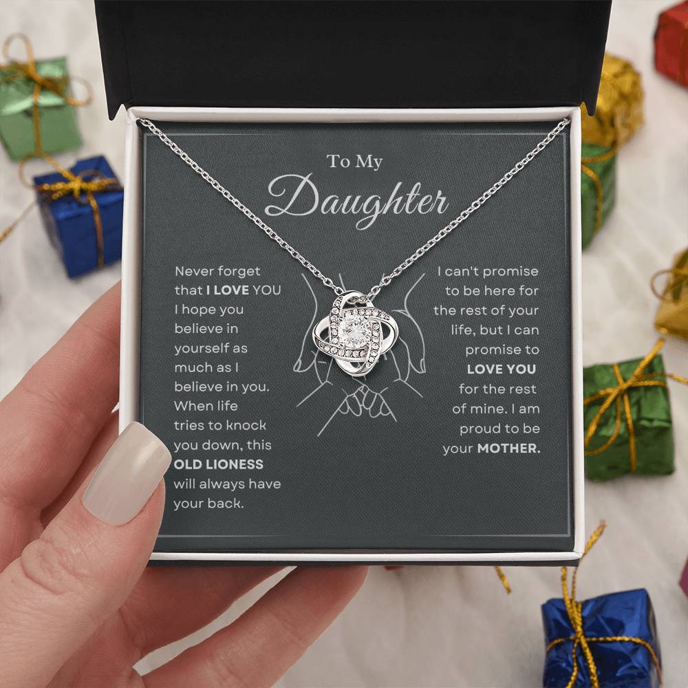 To My Daughter Love Knot Necklace – Old Lioness Gift from Mom