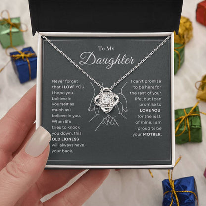 To My Daughter Love Knot Necklace – Old Lioness Gift from Mom