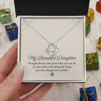 To My Daughter Love Knot Necklace – Strength Through Every Challenge
