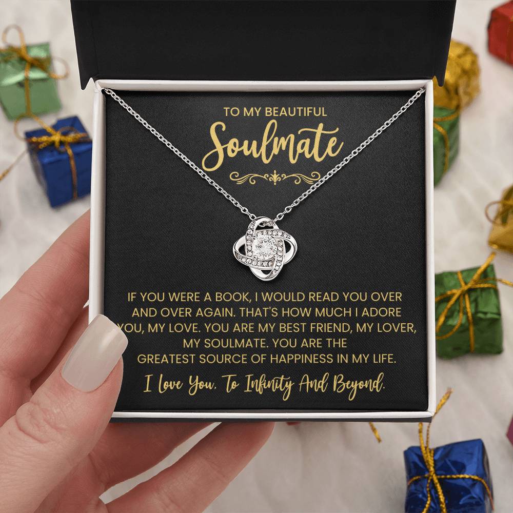 To My Beautiful Soulmate Necklace for Women, Girlfriend- My Soulmate Love Knot Necklace Gifts for Her Anniversary Future Wife You are My BestFriend My Lover Girl Friend Necklace with Card & Box