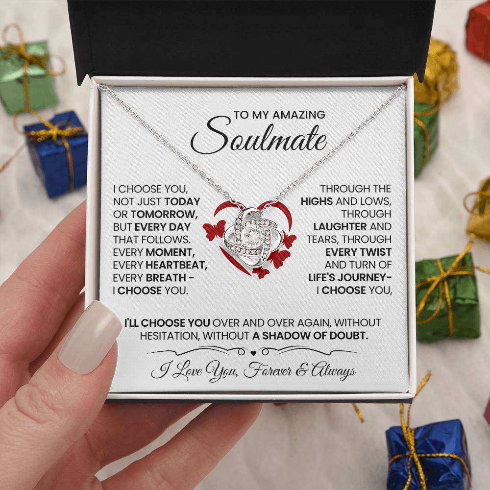 To My Amazing Soulmate Love Knot Necklace – I Choose You Always — product image 8