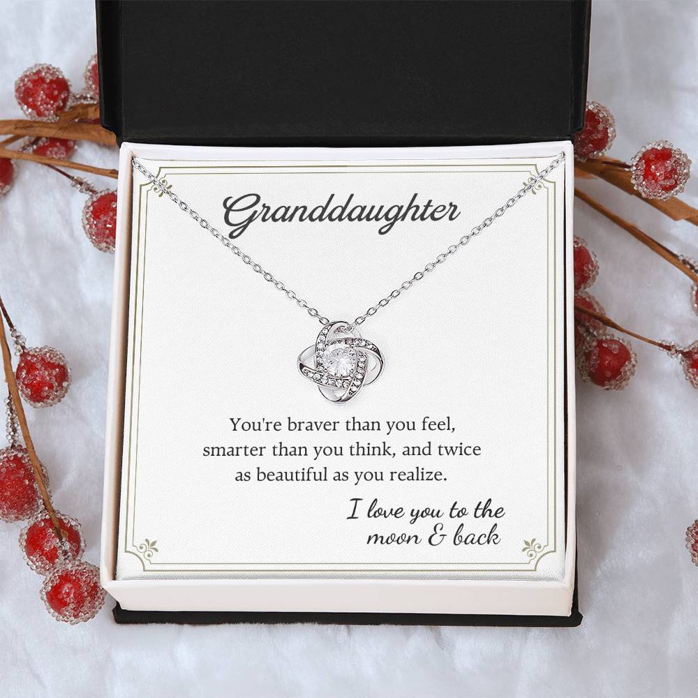 To My Granddaughter Love Knot Necklace – Braver Than You Feel — product image 12