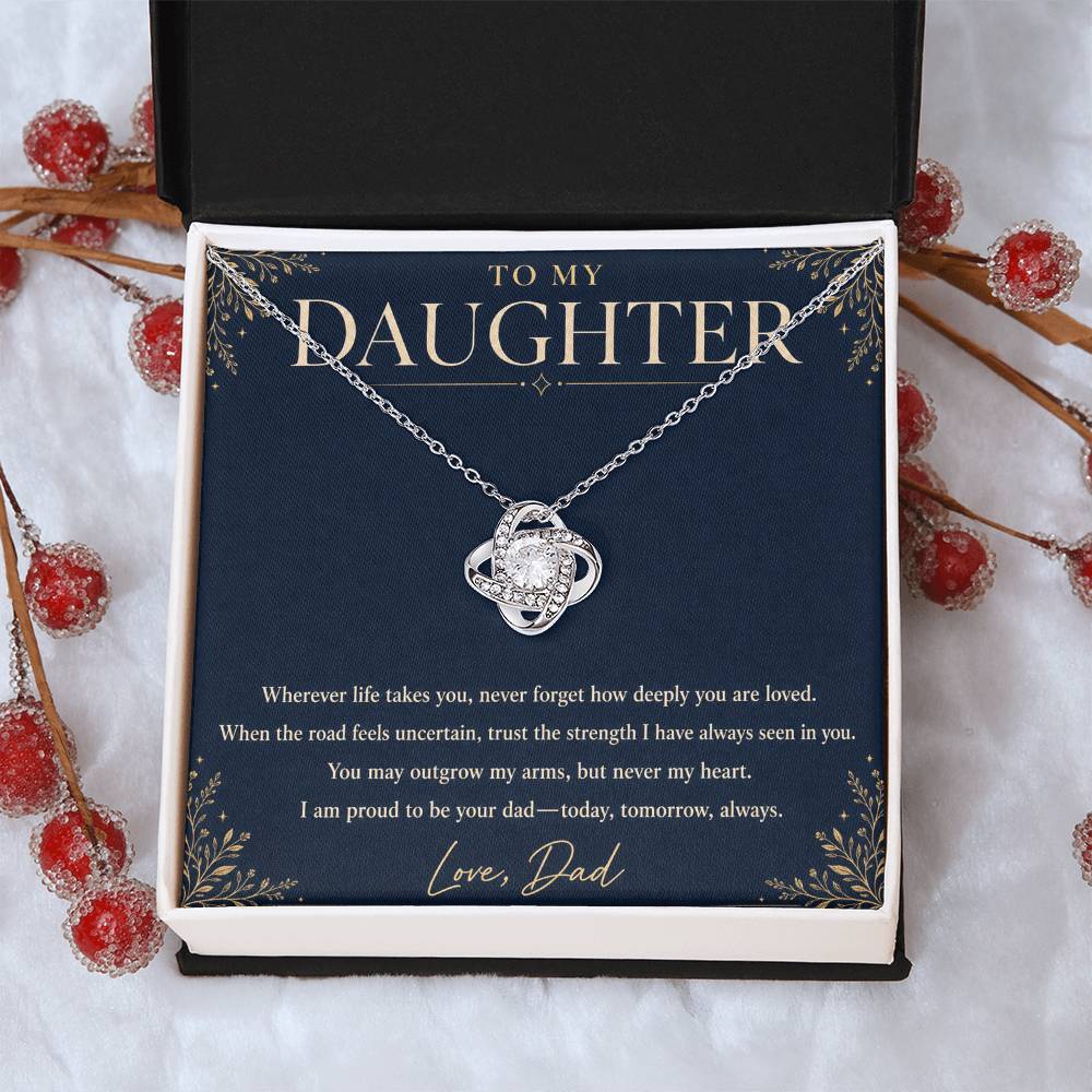 To My Daughter Love Knot Necklace – Forever Loved Gift from Dad