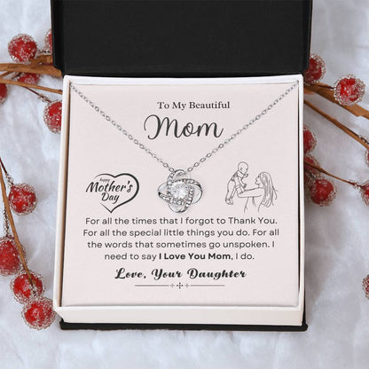 To My Mom Love Knot Necklace – Thank You Gift from Daughter