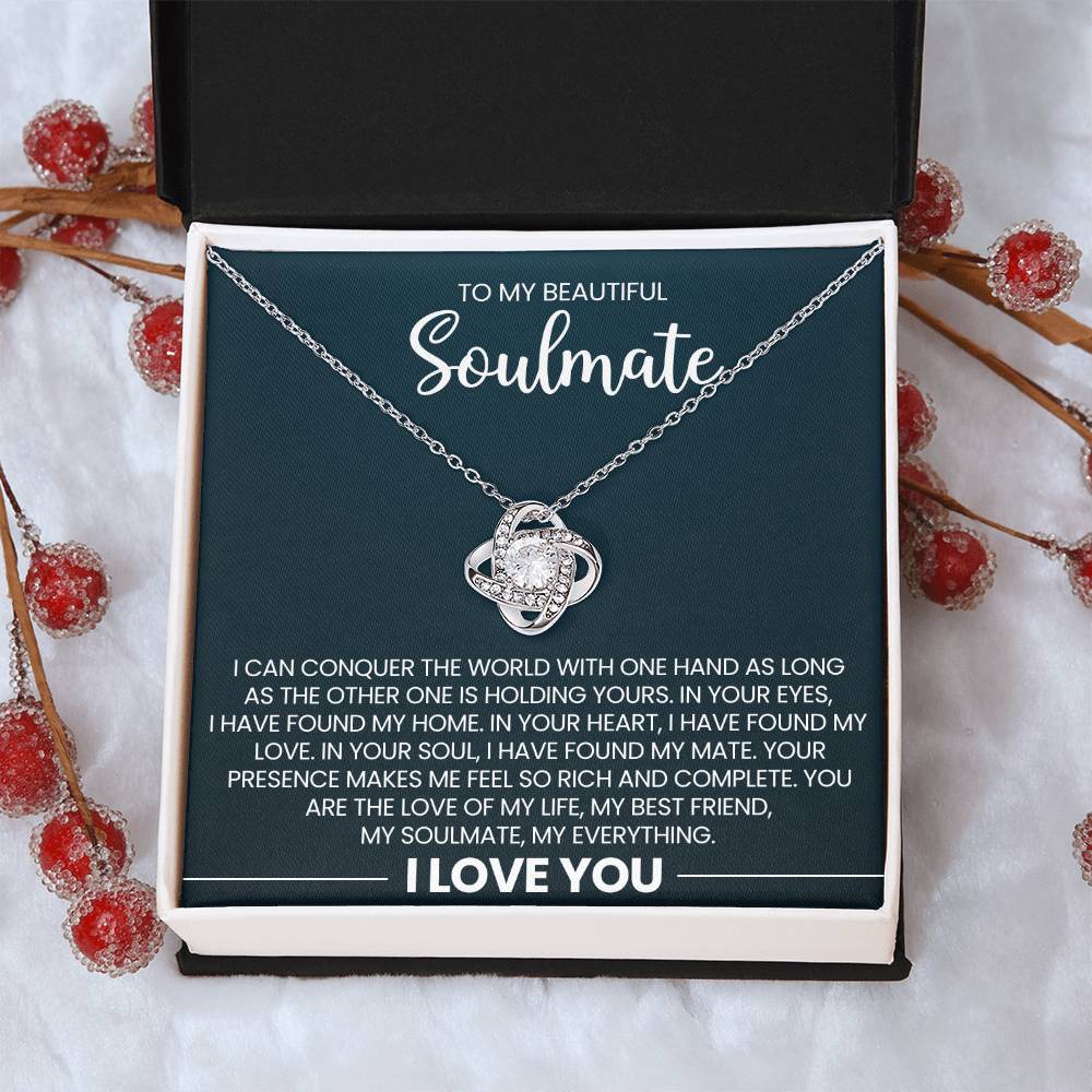 To My Beautiful Soulmate Love Knot Necklace – Conquer the World Together — product image 12