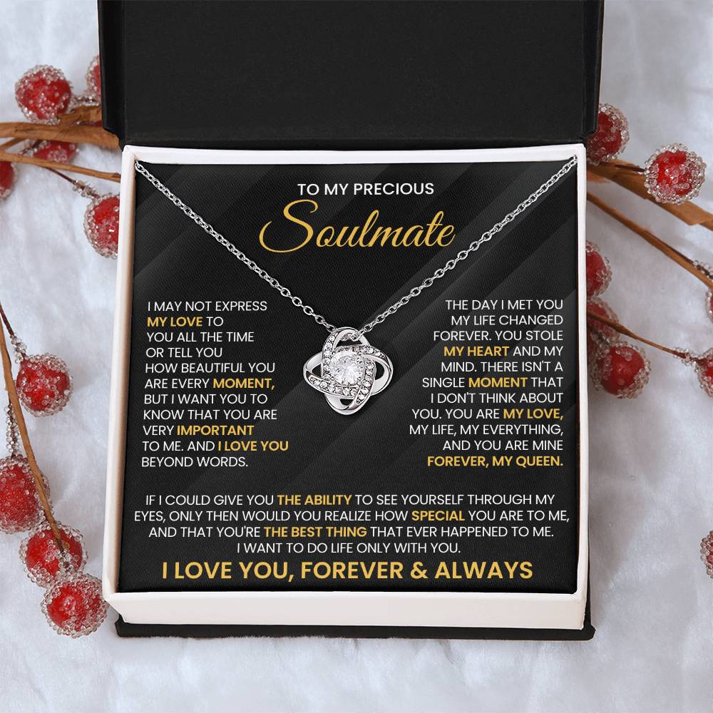 To My Precious Soulmate Love Knot Necklace – You Stole My Heart — product image 12