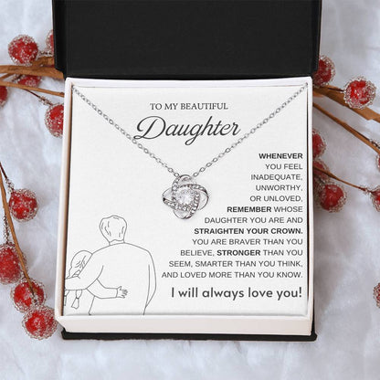 To My Daughter Love Knot Necklace – Straighten Your Crown Gift