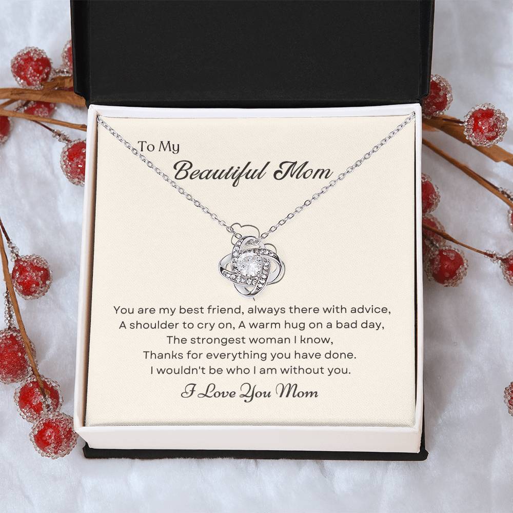 To My Mom Love Knot Necklace – My Best Friend & Strength