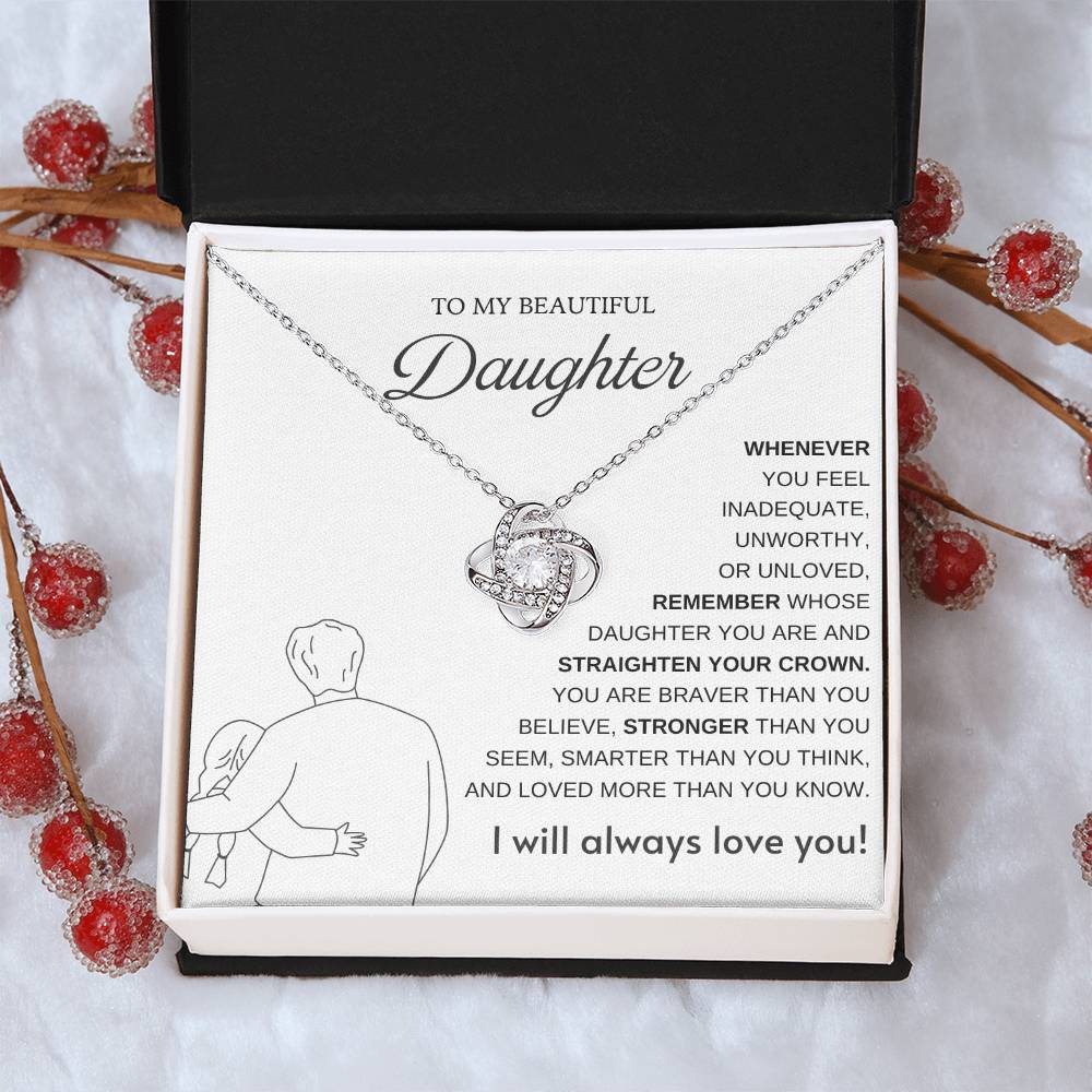 To My Daughter Love Knot Necklace – Straighten Your Crown Gift