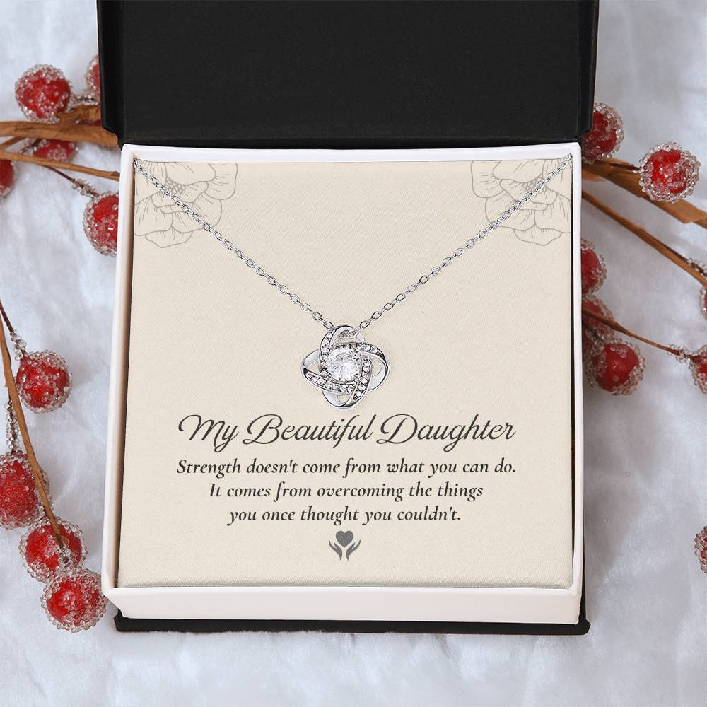 To My Daughter Love Knot Necklace – Strength Through Every Challenge