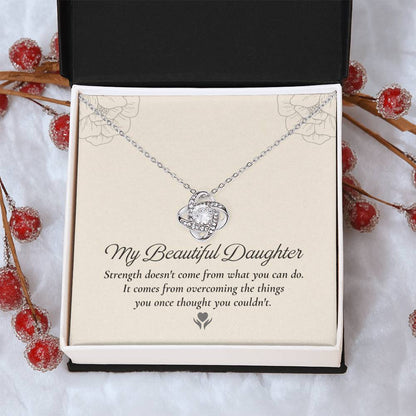 To My Daughter Love Knot Necklace – Strength Through Every Challenge