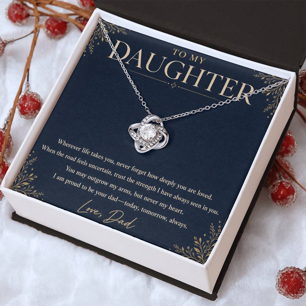 To My Daughter Love Knot Necklace – Forever Loved Gift from Dad