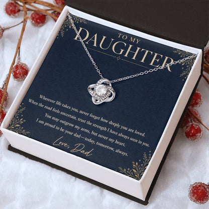 To My Daughter Love Knot Necklace – Forever Loved Gift from Dad