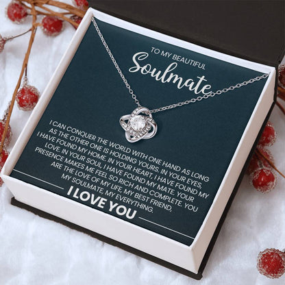 To My Beautiful Soulmate Love Knot Necklace – Conquer the World Together — product thumbnail 13