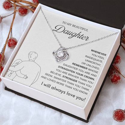 To My Daughter Love Knot Necklace – Straighten Your Crown Gift