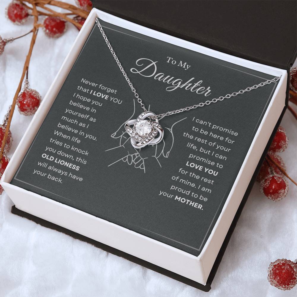 To My Daughter Love Knot Necklace – Old Lioness Gift from Mom