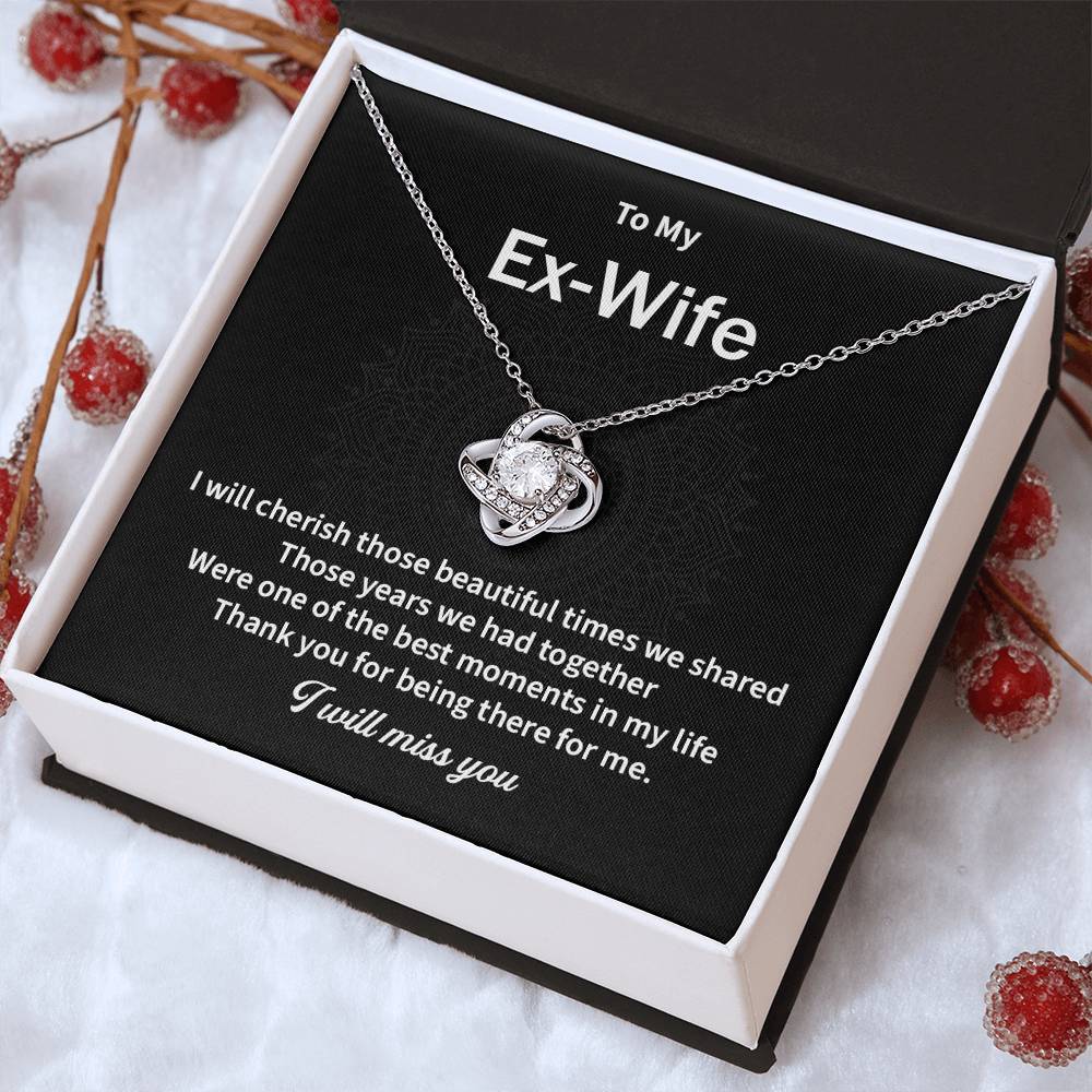 To My EX Wife Gifts Beautiful Love Knot Necklace with Card for Ex-Wife