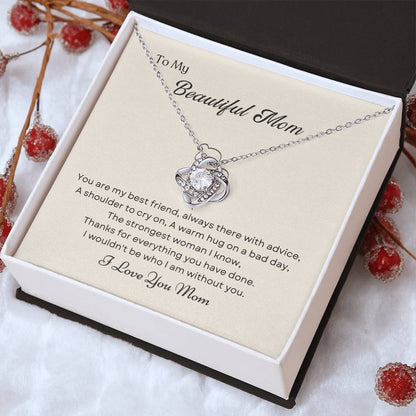 To My Mom Love Knot Necklace – My Best Friend & Strength
