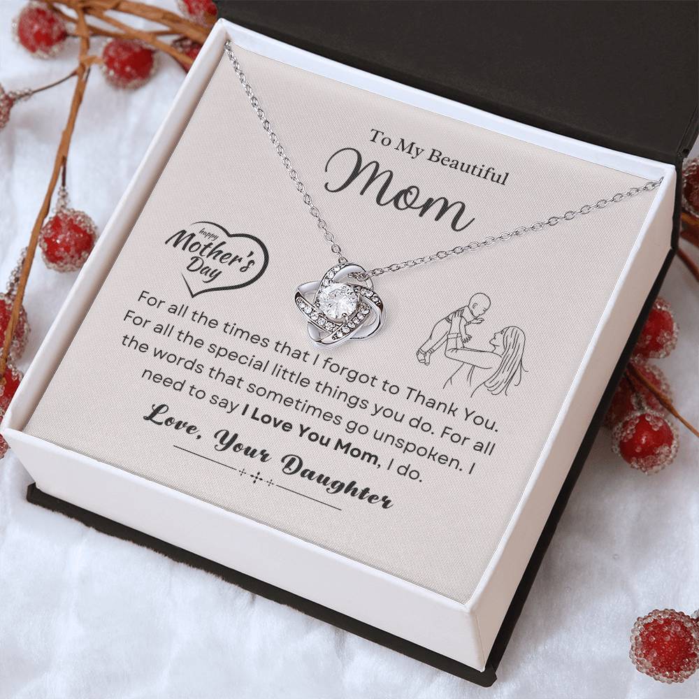 To My Mom Love Knot Necklace – Thank You Gift from Daughter