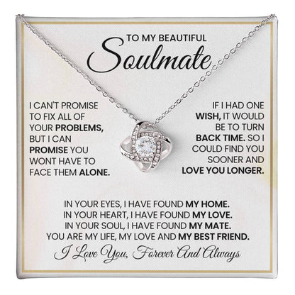 To My Beautiful Soulmate Necklace for Women, Girlfriend- My Soulmate Love Knot Necklace Gifts for Her Anniversary Future Wife My Love My Mate My Bestfriend Girl Friend Necklace with Card & Box