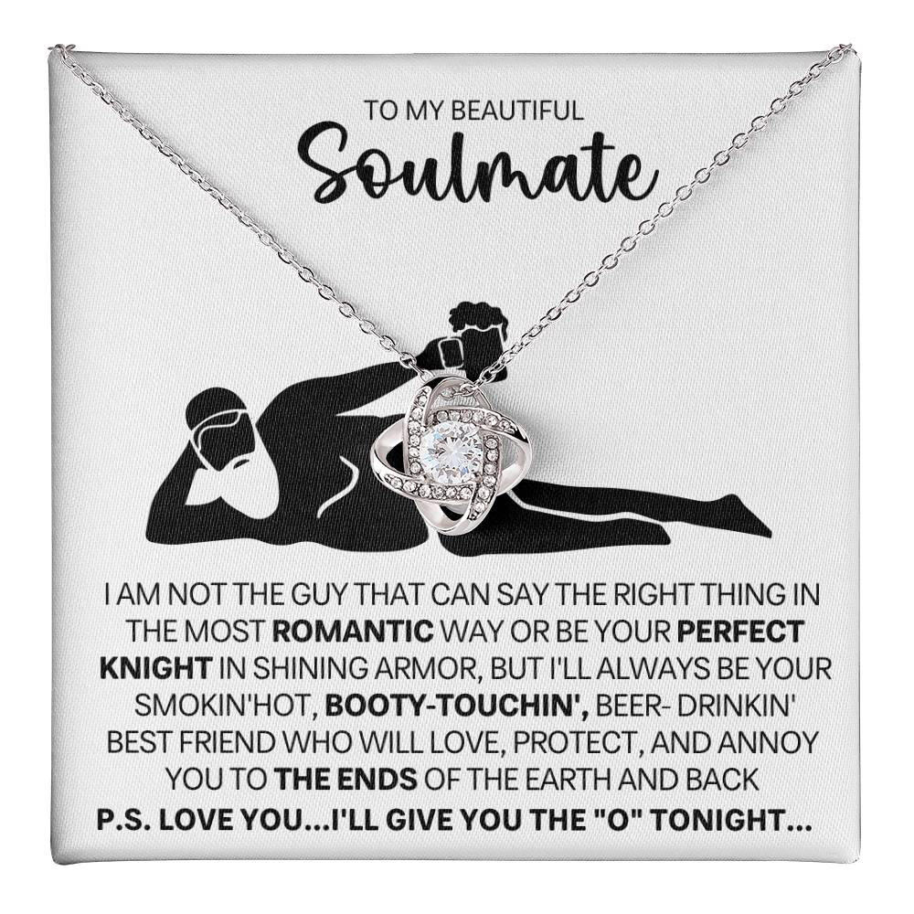 To My Beautiful Soulmate Necklace for Women, Girlfriend - My Soulmate Love Knot Necklace Gifts for Her Anniversary Future Wife Gift From Beer Lover Boyfriend to Girl Friend Necklace with Card & Box