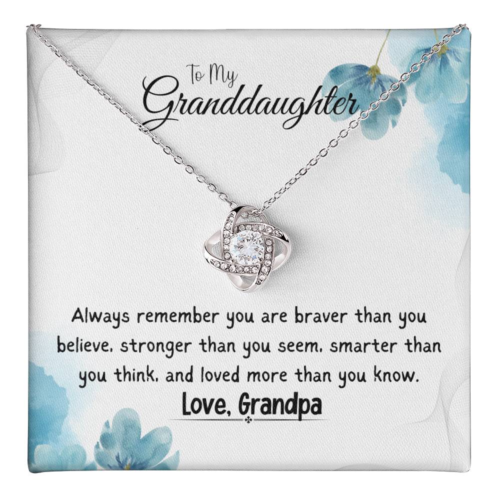 To My Granddaughter Necklace From Grandpa Love Knot Necklace for Girls