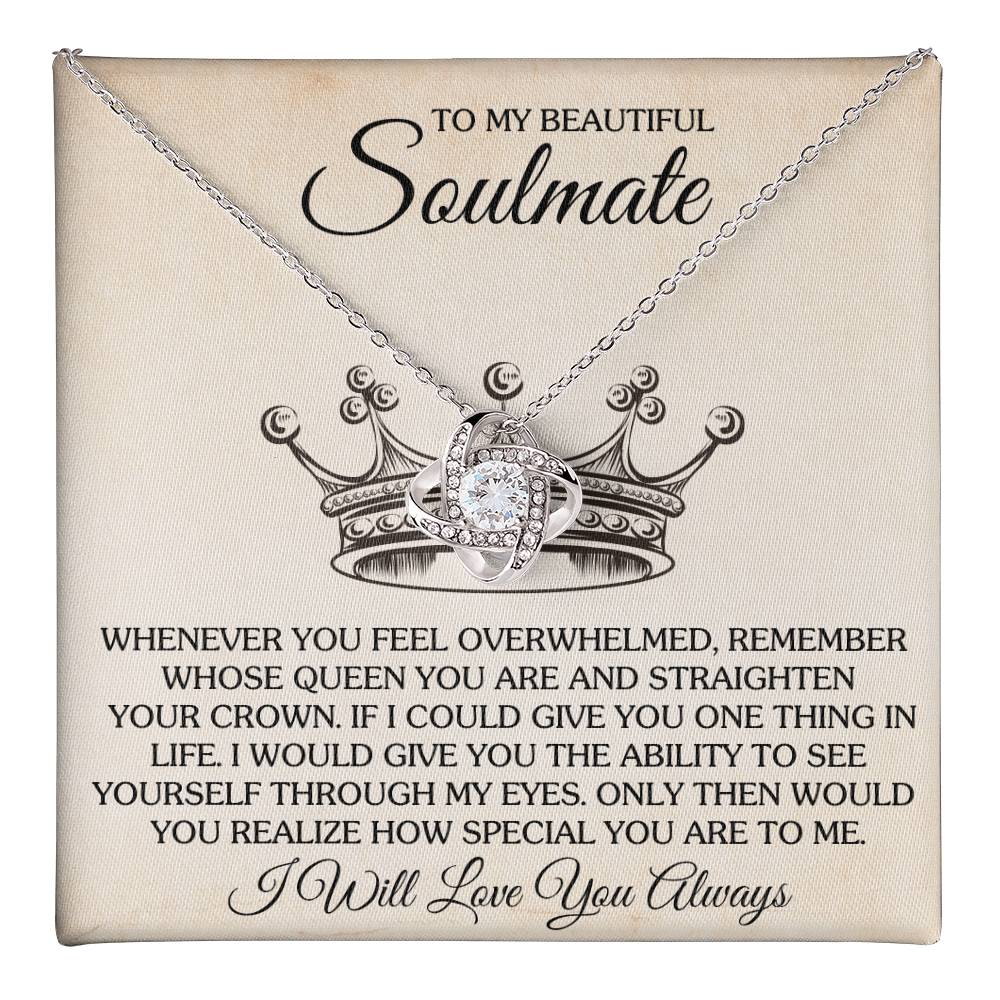 To My Beautiful Soulmate Necklace for Women, Girlfriend- My Soulmate Love Knot Necklace Gifts for Her Anniversary Future Wife Special You Are to Me Girl Friend Necklace with Card & Box